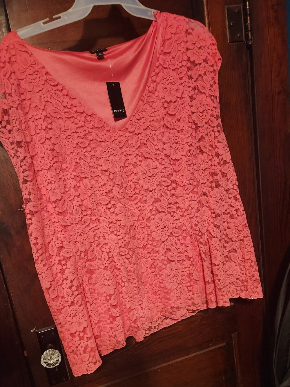 torrid Coral Lace V-Neck Tank Top